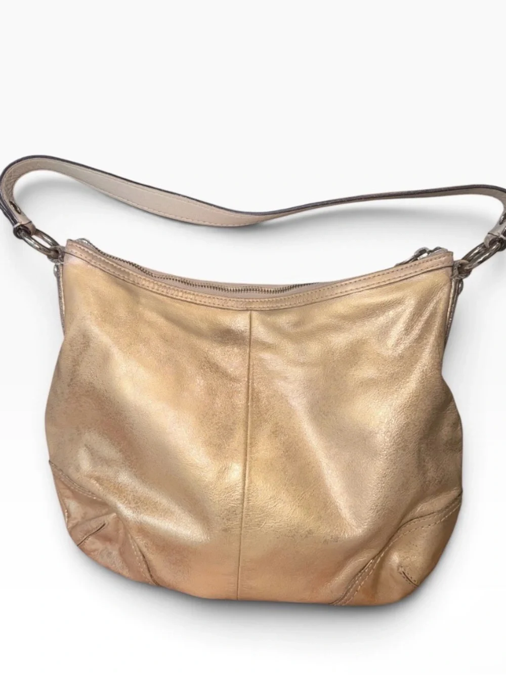 Coach Champagne Gold Leather Hobo Bag